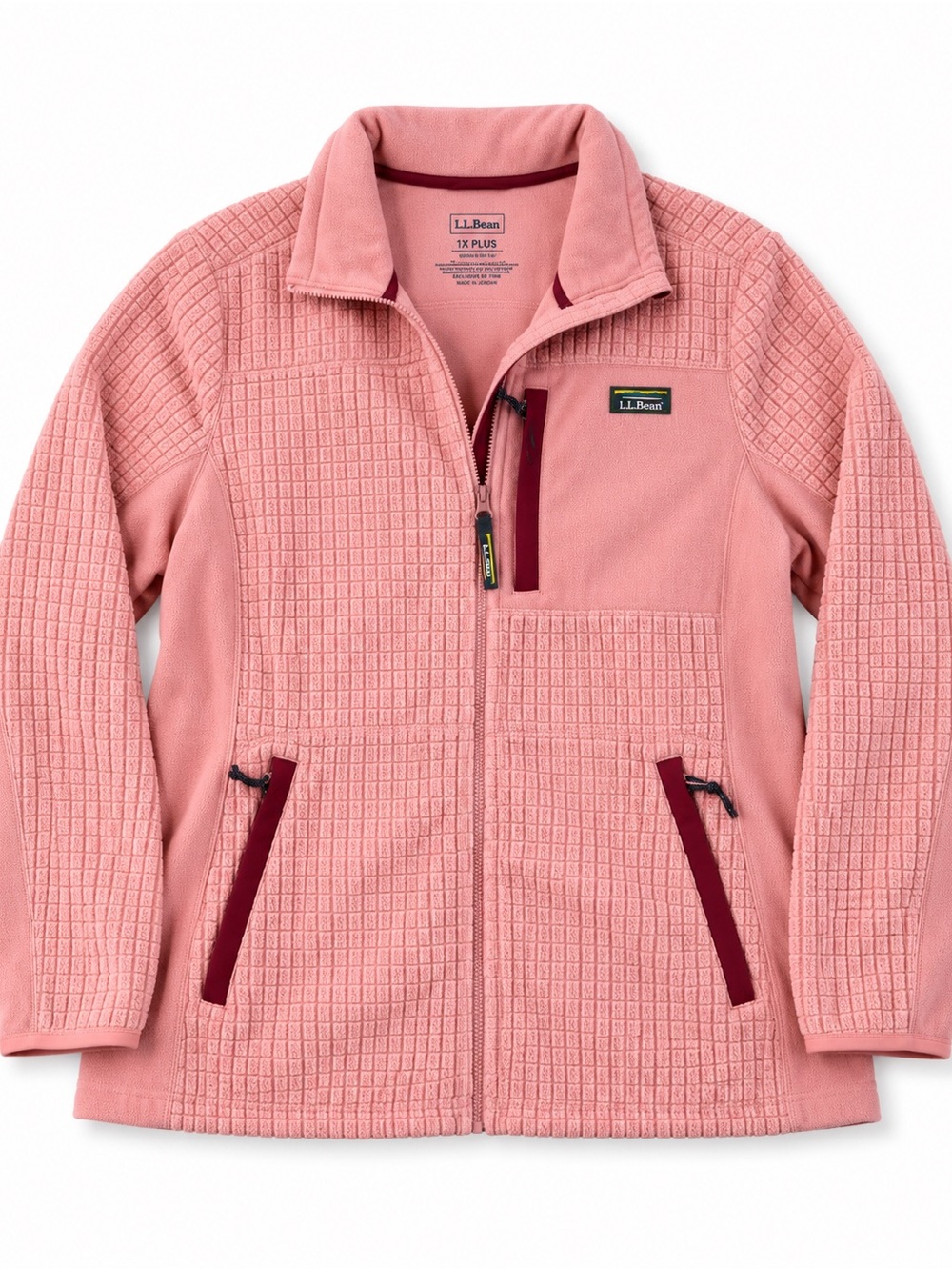 L.L.Bean Women’s 1X Plus Textured Fleece Quarter-Zip Pullover – Dusty Rose/Coral